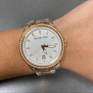 Michael Kors rose gold / white / plastic watch